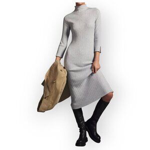 Anthropologie Daily Practice Ribbed Mock Neck Sweater Dress Petite L Gray